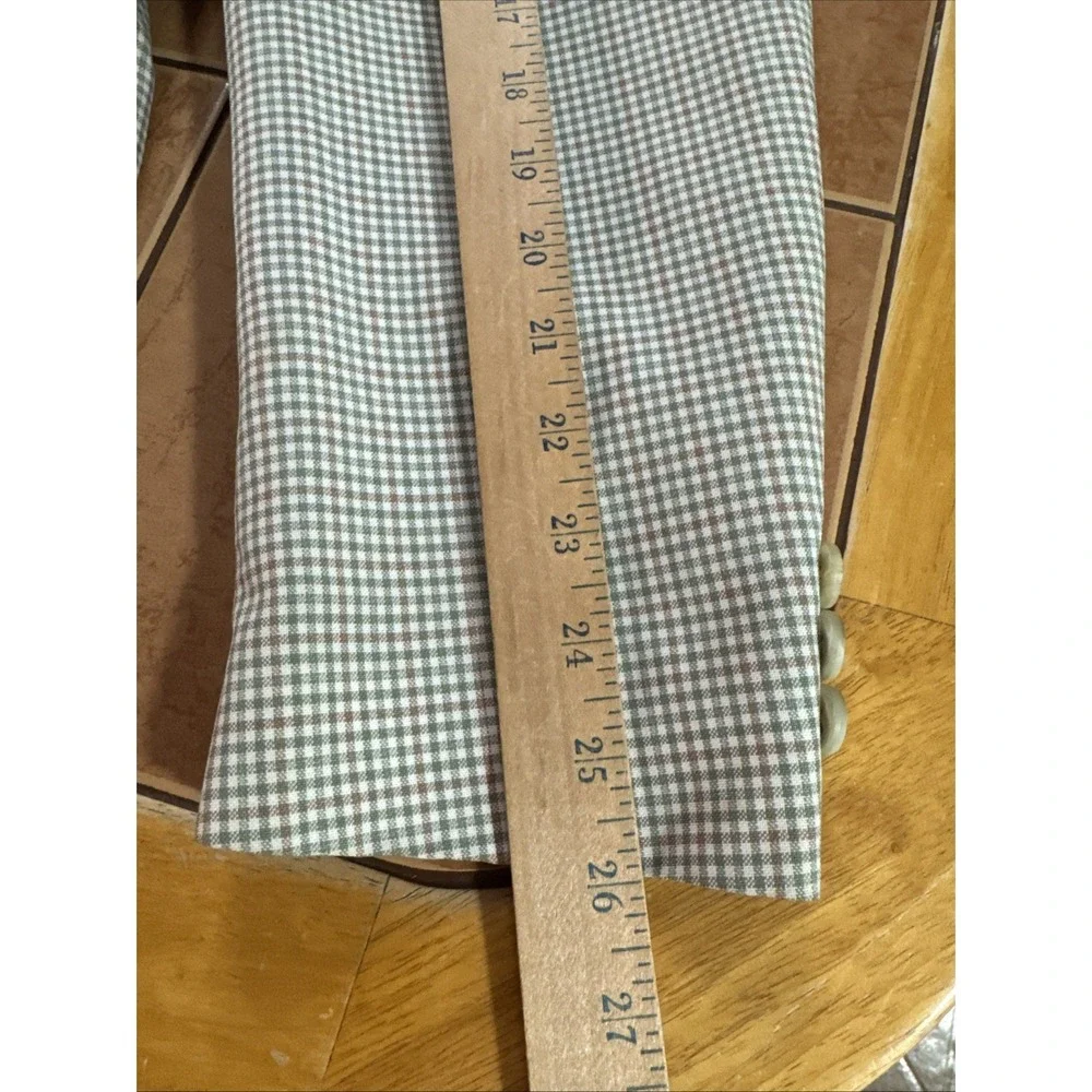 George Barry Green Brown Gingham Plaid USA Made Blazer Jacket Lightweight Sz 44L